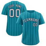 Custom Teal Navy and Gray Bi-Color Stripes Fashion Baseball Jersey | BuyFootballJersey