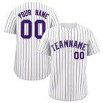 Custom White Purple and Gray Bi-Color Stripes Fashion Baseball Jersey | BuyFootballJersey
