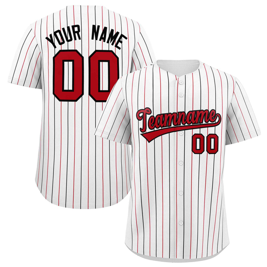 Custom White Red and Black Bi-Color Stripes Fashion Baseball Jersey | BuyFootballJersey