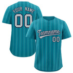 Custom Teal Navy and Gray Bi-Color Stripes Fashion Baseball Jersey | BuyFootballJersey