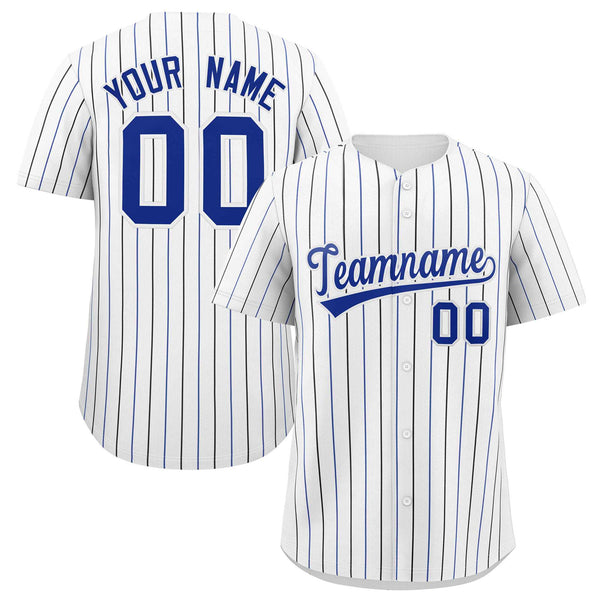 Custom White Royal and Black Bi-Color Stripes Fashion Baseball Jersey | BuyFootballJersey