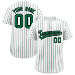 Custom White Kelly Green and Black Bi-Color Stripes Fashion Baseball Jersey | BuyFootballJersey