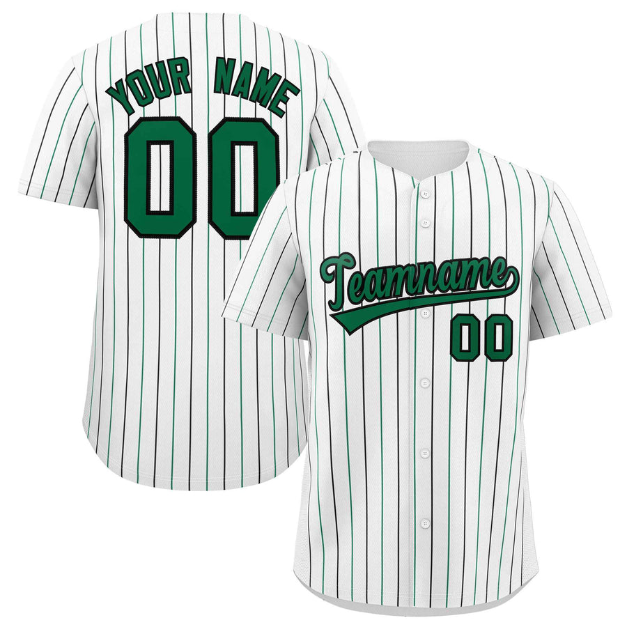 Custom White Kelly Green and Black Bi-Color Stripes Fashion Baseball Jersey | BuyFootballJersey