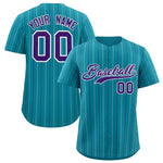 Custom Teal White and Purple Bi-Color Stripes Fashion Baseball Jersey | BuyFootballJersey
