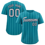 Custom Teal Navy and Gray Bi-Color Stripes Fashion Baseball Jersey | BuyFootballJersey