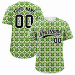 Custom White Black St.Patrick's Day Personalized Four Leaf Clover Pattern Baseball Jersey | BuyFootballJersey