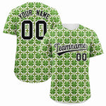Custom White Black St.Patrick's Day Personalized Four Leaf Clover Pattern Baseball Jersey | BuyFootballJersey