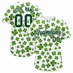 Custom White Green St.Patrick's Day Personalized Four Leaf Clover Pattern Baseball Jersey | BuyFootballJersey
