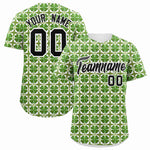 Custom White Black St.Patrick's Day Personalized Four Leaf Clover Pattern Baseball Jersey | BuyFootballJersey