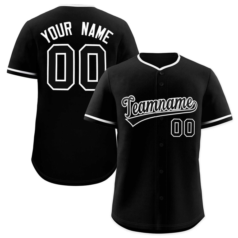 Custom Black White Classic Style Baseball Jersey | BuyFootballJersey