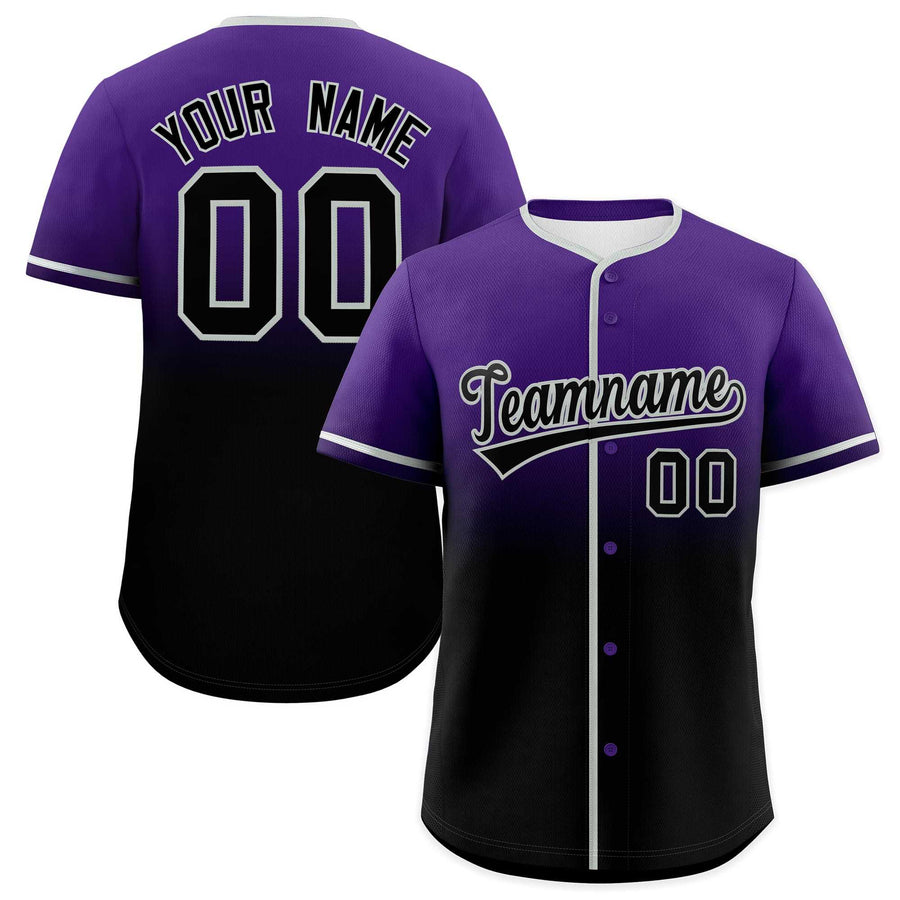 Custom Purple Black Gradient Fashion Baseball Jersey | BuyFootballJersey