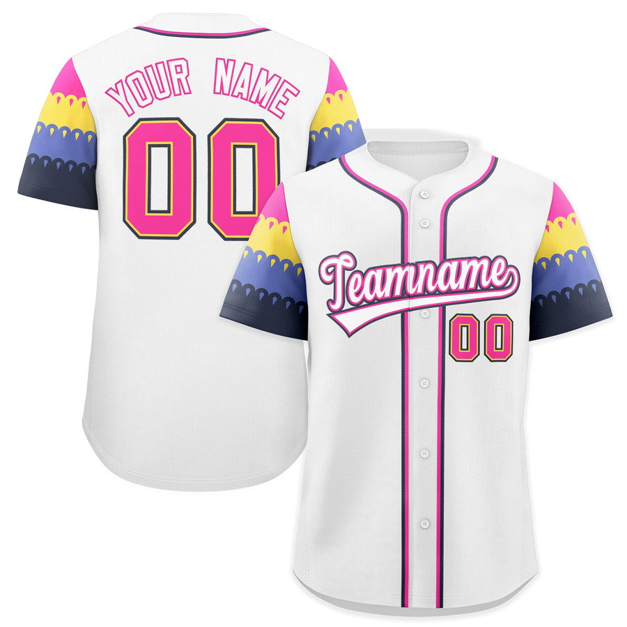 Custom White Rose Red Navy Sleeve Flag Lace Baseball Jersey | BuyFootballJersey