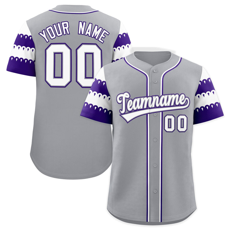 Custom Purple White Sleeve Flag Lace Baseball Jersey | BuyFootballJersey