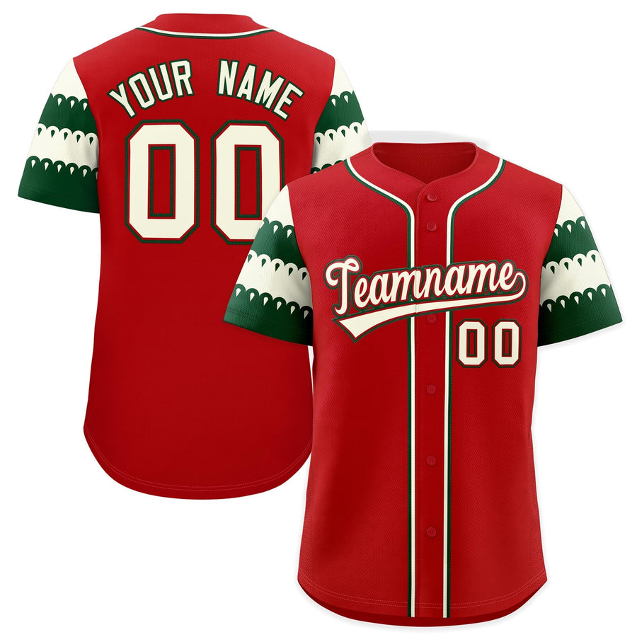 Custom Red White Green Sleeve Flag Lace Baseball Jersey | BuyFootballJersey