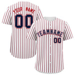 Custom White Navy Tricolor Stripe Fashion Baseball Jersey | BuyFootballJersey