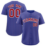 Custom Royal White Tricolor Stripe Fashion Baseball Jersey | BuyFootballJersey