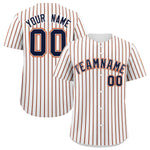 Custom White Navy Tricolor Stripe Fashion Baseball Jersey | BuyFootballJersey
