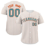 Custom White Aqua Tricolor Stripe Fashion Baseball Jersey | BuyFootballJersey