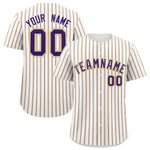 Custom White Purple Tricolor Stripe Fashion Baseball Jersey | BuyFootballJersey