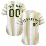Custom White Green Tricolor Stripe Fashion Baseball Jersey | BuyFootballJersey