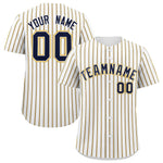 Custom White Navy Tricolor Stripe Fashion Baseball Jersey | BuyFootballJersey