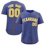 Custom Royal White Tricolor Stripe Fashion Baseball Jersey | BuyFootballJersey