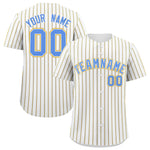 Custom White Powder Blue Tricolor Stripe Fashion Baseball Jersey | BuyFootballJersey