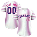 Custom White Purple Tricolor Stripe Fashion Baseball Jersey | BuyFootballJersey
