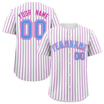 Custom White Powder Blue Tricolor Stripe Fashion Baseball Jersey | BuyFootballJersey