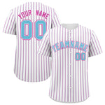 Custom White Sky Blue Tricolor Stripe Fashion Baseball Jersey | BuyFootballJersey