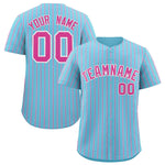 Custom Sky Blue White Tricolor Stripe Fashion Baseball Jersey | BuyFootballJersey