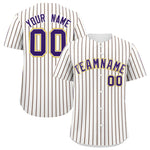 Custom White Gold Tricolor Stripe Fashion Baseball Jersey | BuyFootballJersey