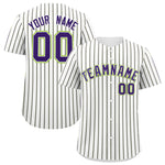 Custom White Neon Green Tricolor Stripe Fashion Baseball Jersey | BuyFootballJersey