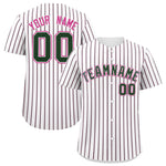 Custom White Pink Tricolor Stripe Fashion Baseball Jersey | BuyFootballJersey