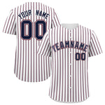Custom White Navy Tricolor Stripe Fashion Baseball Jersey | BuyFootballJersey