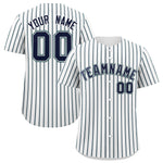 Custom White Navy Tricolor Stripe Fashion Baseball Jersey | BuyFootballJersey