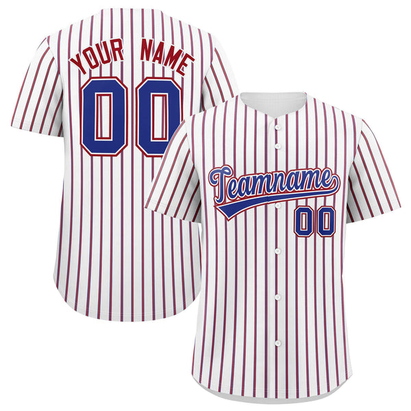 Custom White Royal Tricolor Stripe Fashion Baseball Jersey | BuyFootballJersey