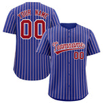 Custom Royal White Tricolor Stripe Fashion Baseball Jersey | BuyFootballJersey