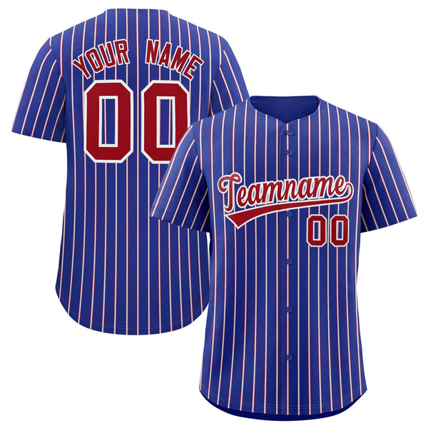 Custom Royal White Tricolor Stripe Fashion Baseball Jersey | BuyFootballJersey