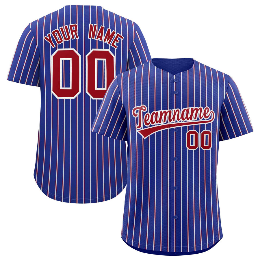Custom Royal White Tricolor Stripe Fashion Baseball Jersey | BuyFootballJersey