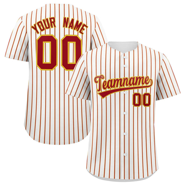 Custom White Gold Tricolor Stripe Fashion Baseball Jersey | BuyFootballJersey