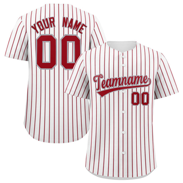 Custom White Gray Tricolor Stripe Fashion Baseball Jersey | BuyFootballJersey