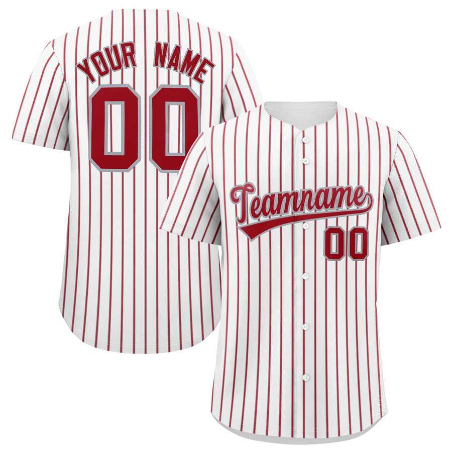 Custom White Gray Tricolor Stripe Fashion Baseball Jersey | BuyFootballJersey
