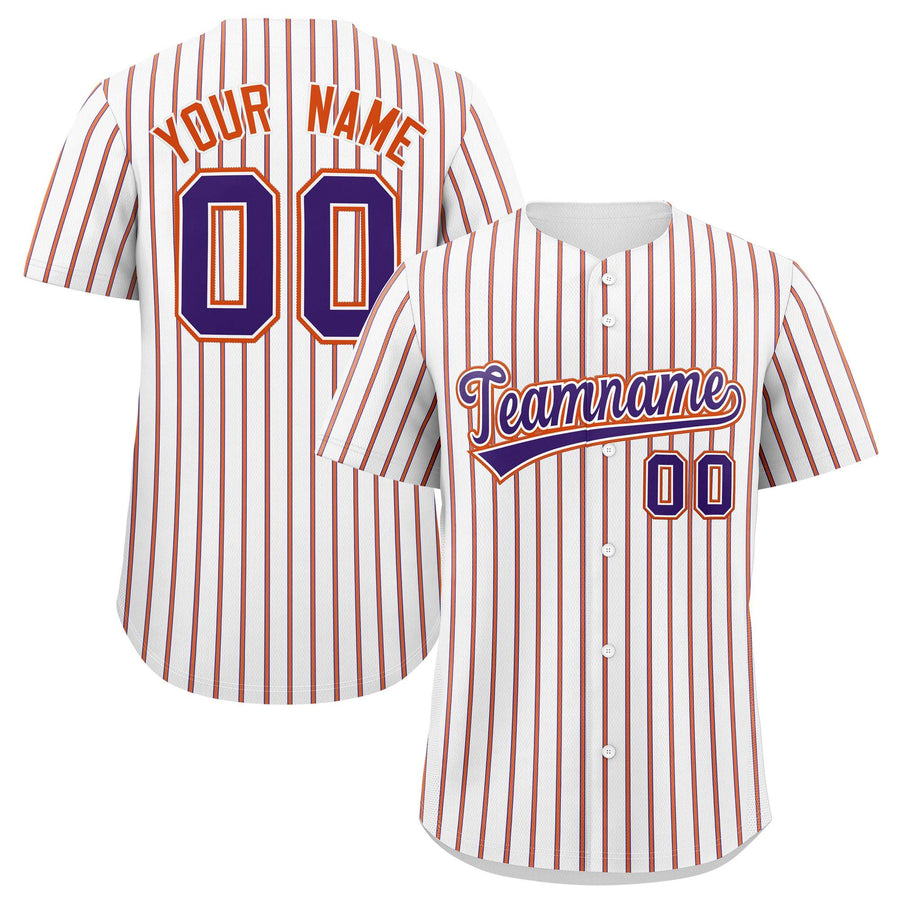 Custom White Purple Tricolor Stripe Fashion Baseball Jersey | BuyFootballJersey
