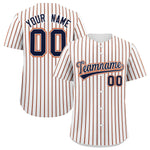 Custom White Navy Tricolor Stripe Fashion Baseball Jersey | BuyFootballJersey