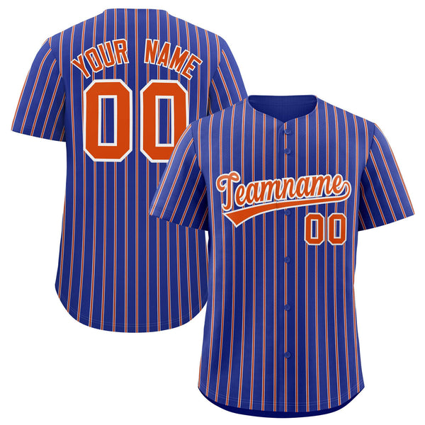 Custom Royal White Tricolor Stripe Fashion Baseball Jersey | BuyFootballJersey