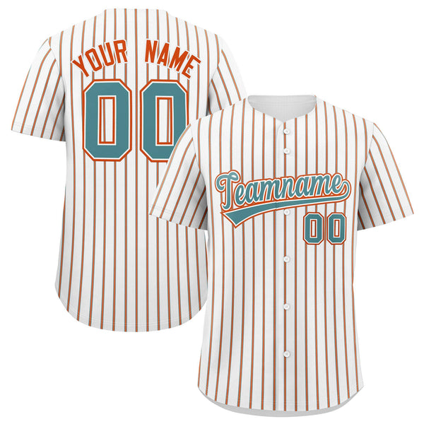 Custom White Aqua Tricolor Stripe Fashion Baseball Jersey | BuyFootballJersey