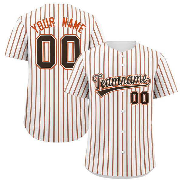 Custom White Brown Tricolor Stripe Fashion Baseball Jersey | BuyFootballJersey