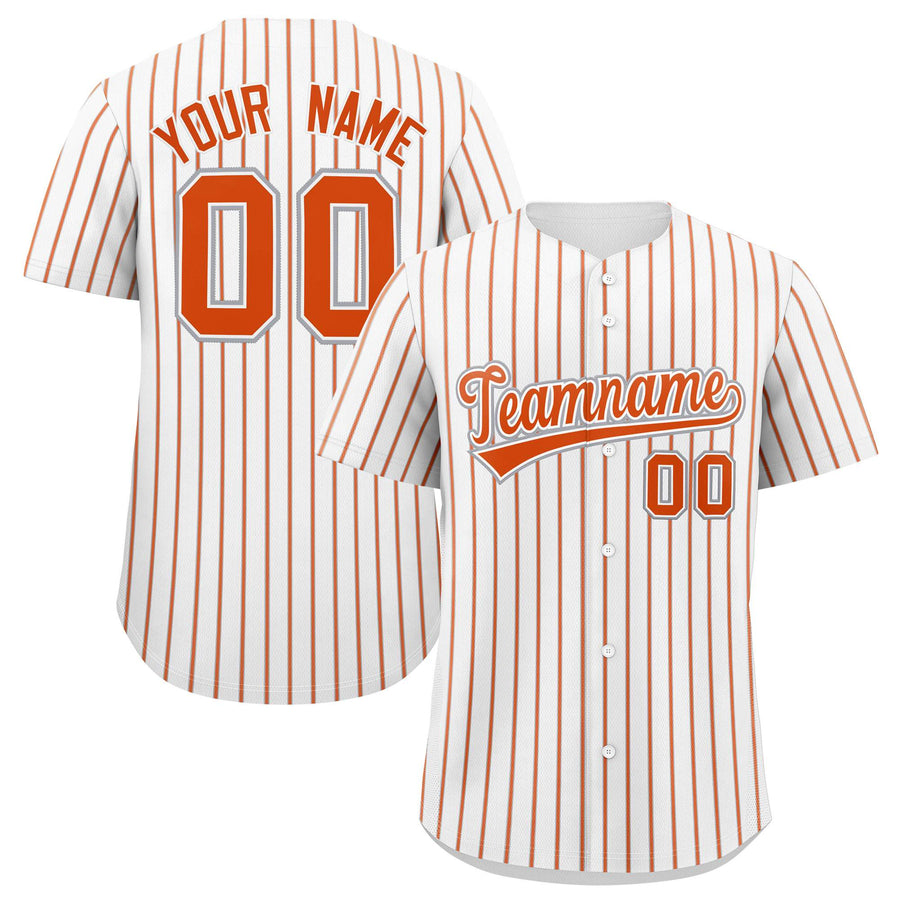 Custom White Gray Tricolor Stripe Fashion Baseball Jersey | BuyFootballJersey