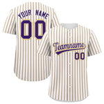 Custom White Purple Tricolor Stripe Fashion Baseball Jersey | BuyFootballJersey